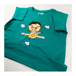  Maľované detské tričko CHLAPČEK V OBLAKOCH zelené
